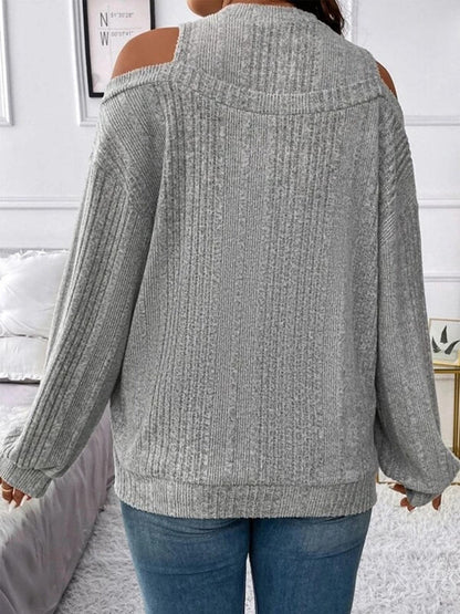 Round Neck Cold Shoulder Sweater.