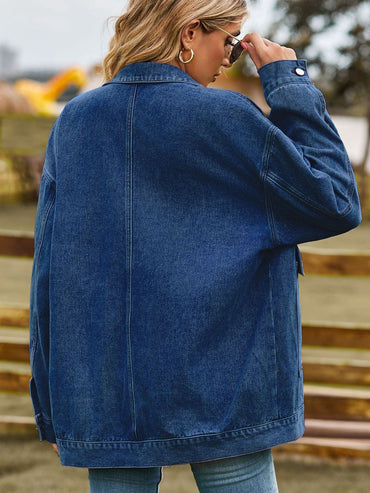 Dropped Shoulder Denim Jacket with Pockets.