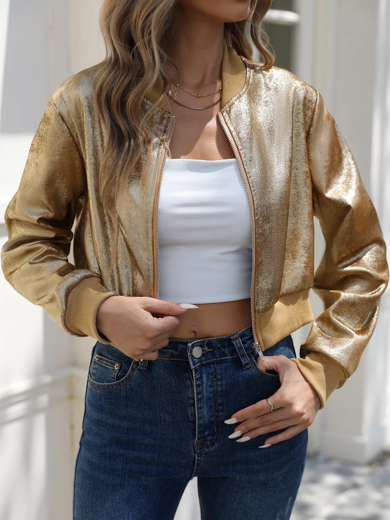 Zip Up Cropped Jacket Simply Love
