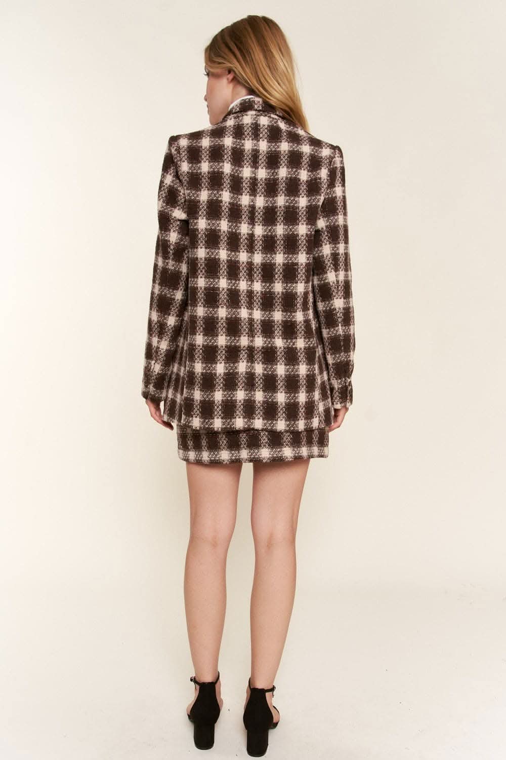 Plaid brushed blazer for women - Love Salve 