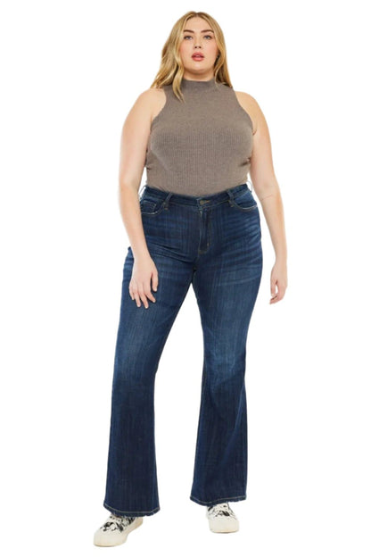 Kancan Full Size Mid Rise Flare Jeans.