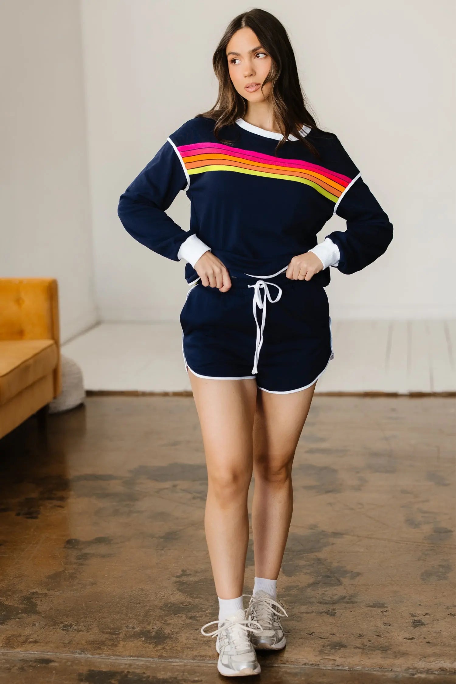 Dear-Lover Striped Varsity Set Women's Loungewear Pullover & Shorts - Casual Fall Style Dear-Lover Dropshipping