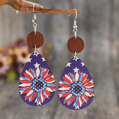 Printed PU Leather Dangle Earrings.