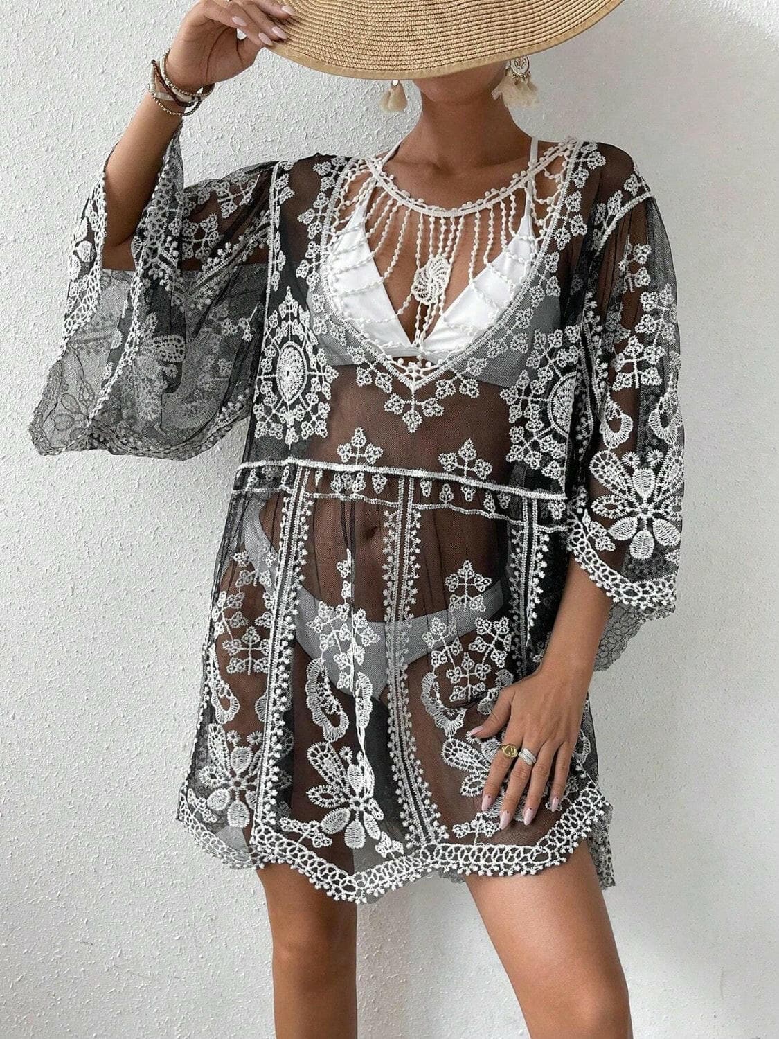 Lace Round Neck Cover-Up.