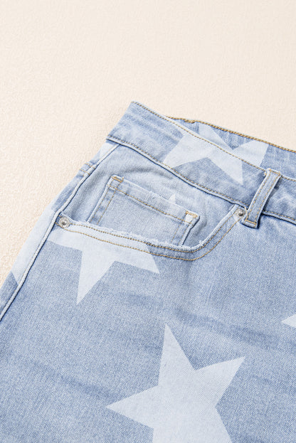 Beau Blue High Waist Plus Size Jeans with Star Motif