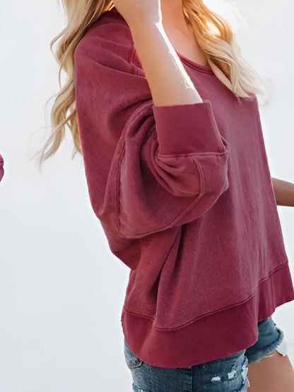 Chic backless long sleeve sweatshirt with round neck