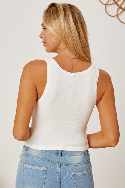 Square Neck Wide Strap Tank.