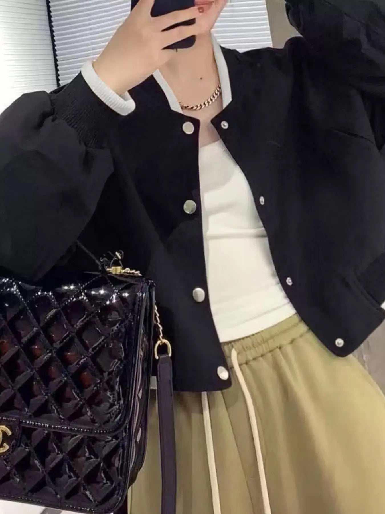 Casual Snap Down Cropped Jacket Simply Love