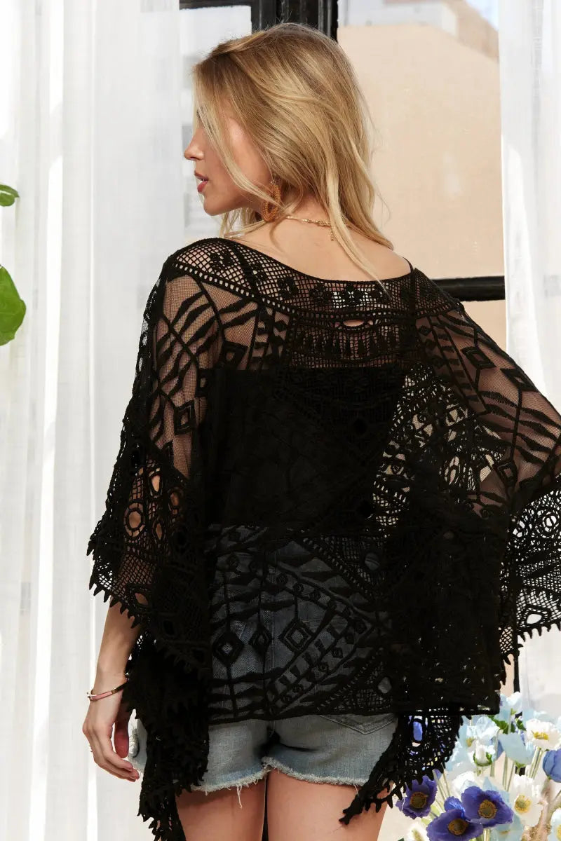 ADORA Boat Neck Crochet Lace Cover Up - Love Salve