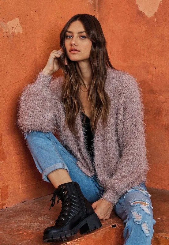 ADORA Fuzzy Sweater Cardigan - Love Salve