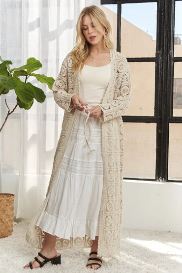ADORA Long Sleeves Crochet Elastic Cardigan - Love Salve