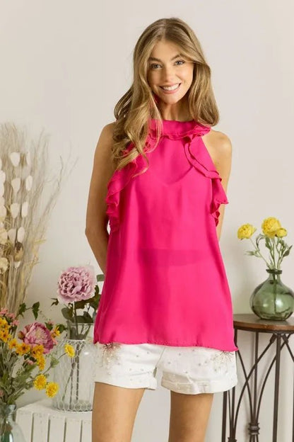 ADORA Ruffled Grecian Neck Top for Elegant Style - Love Salve 