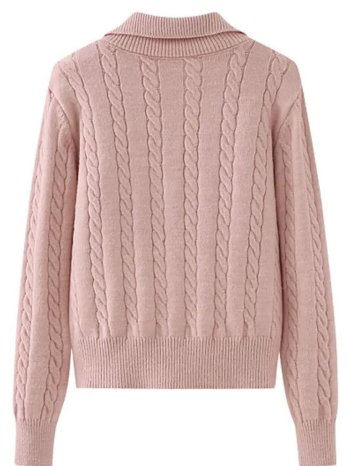 Cozy cable-knit half zip sweater with moderate stretch