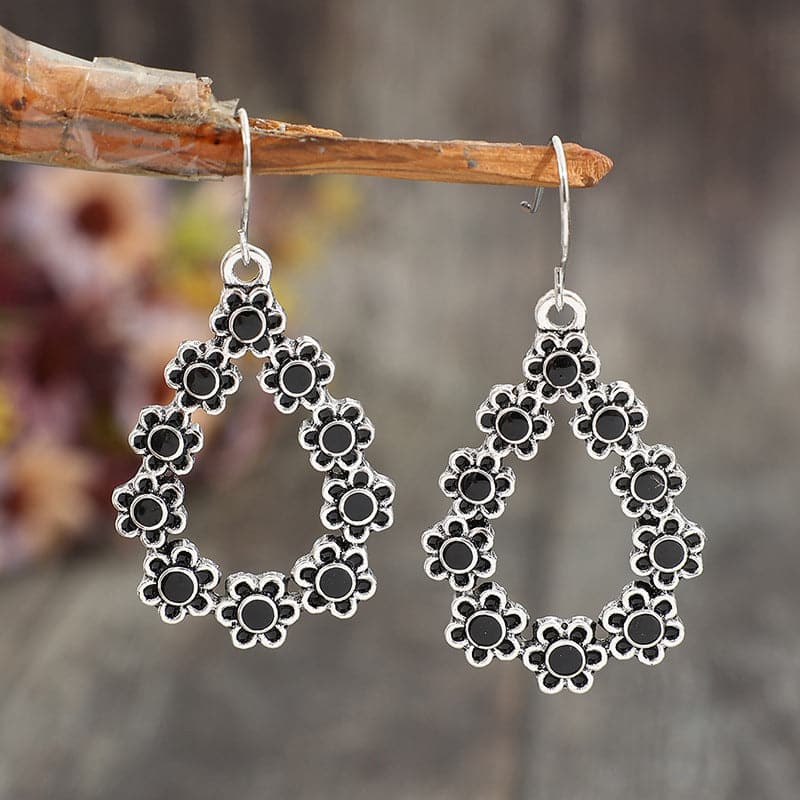 Alloy Flower Teardrop Shape Earrings.