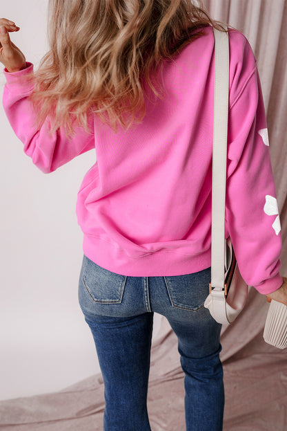 Sparkling bowknot graphic drop shoulder pullover sweatshirt