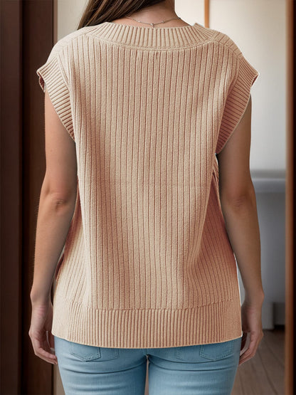 V-Neck Cap Sleeve Knit Vest.