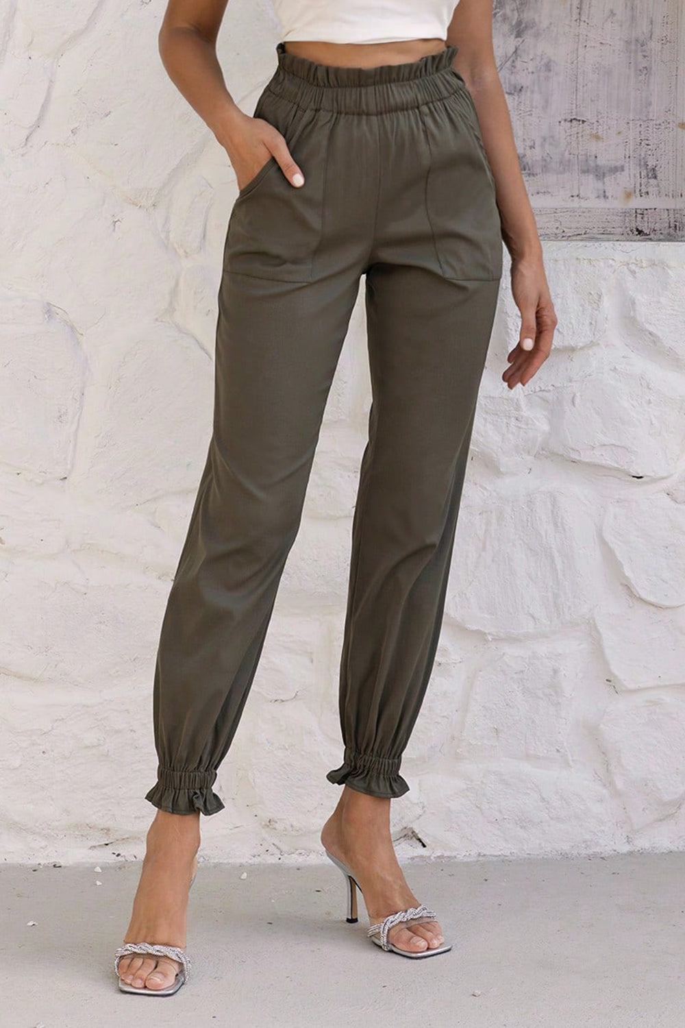 Paperbag Waist Pants with Pockets Coco’s Tee Boutique