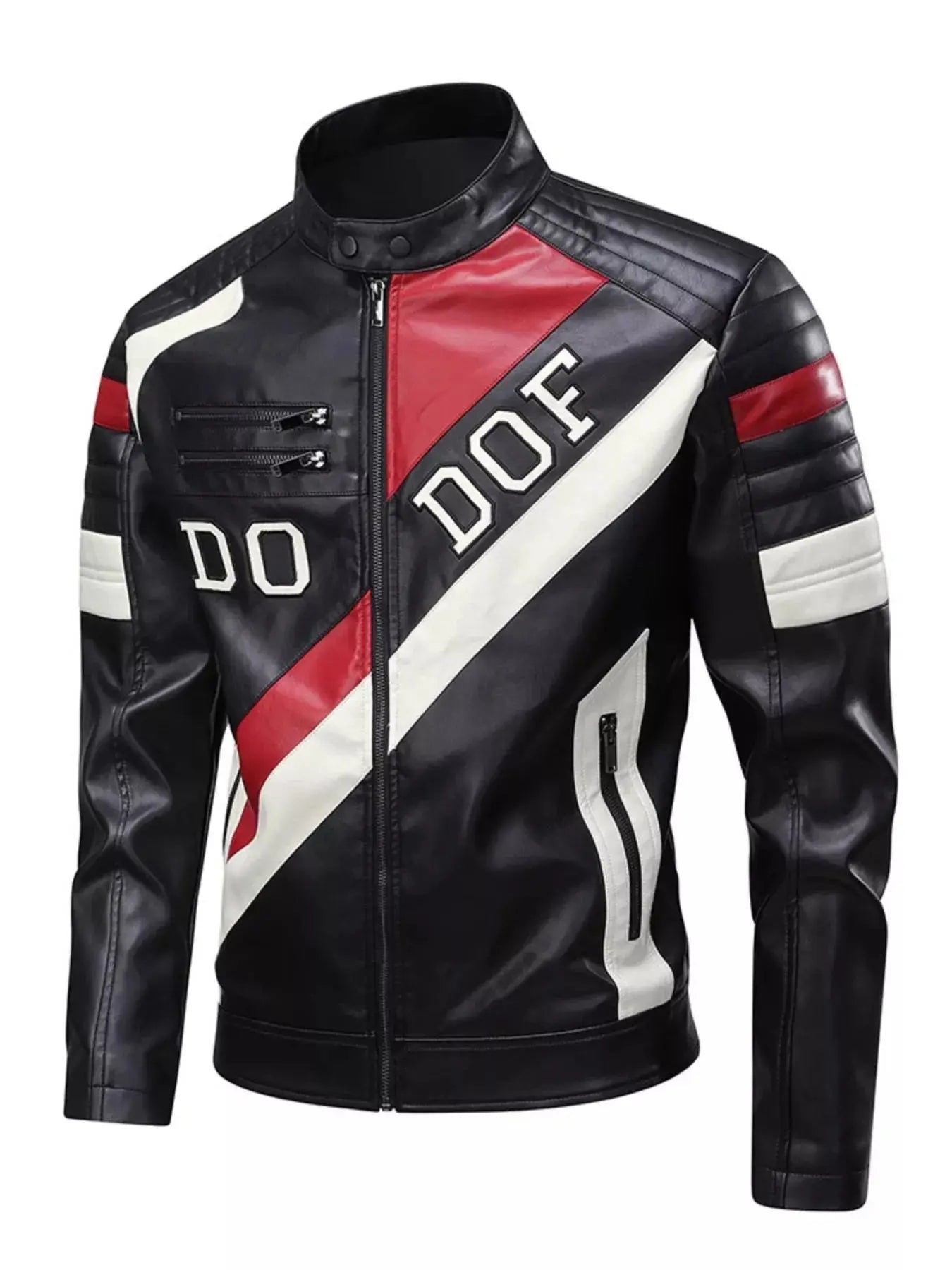 Men's Full Size Color Block Motorcycle Leather Jacket Plus Size Simply Love