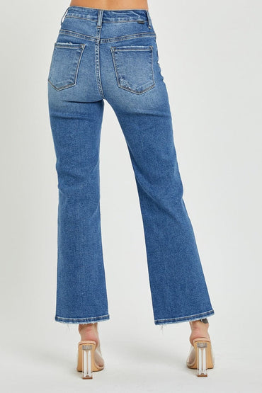 High-rise straight leg jeans