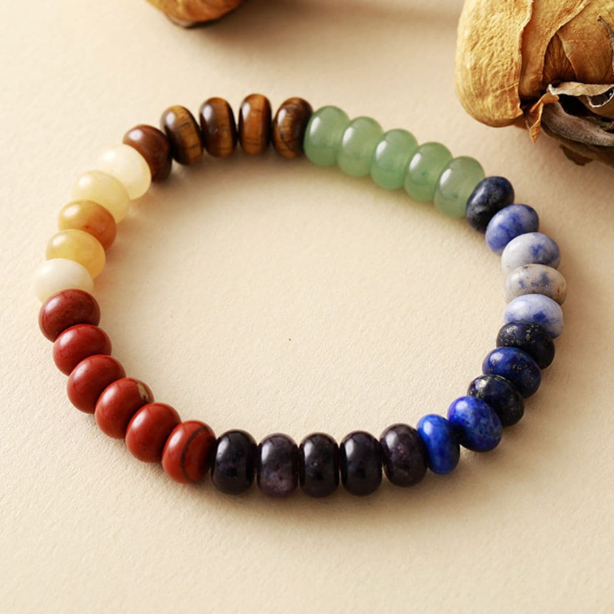 Contrast Natural Stone Bead Bracelet.