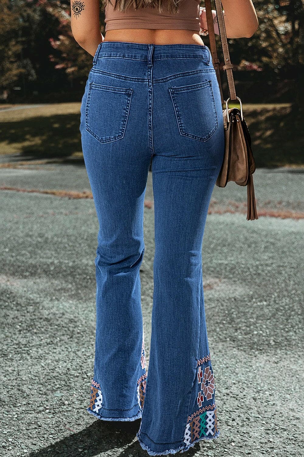 Embroidered Bootcut Jeans.