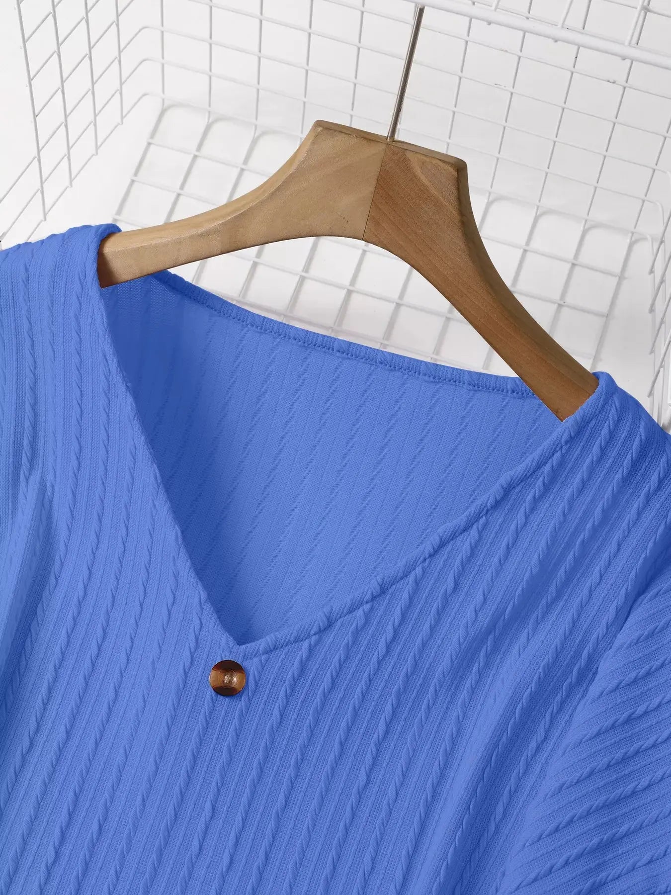 Plus Size V-Neck Dropped Shoulder Blouse Simply Love