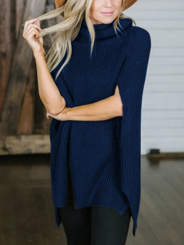 Turtleneck Slit Sweater.