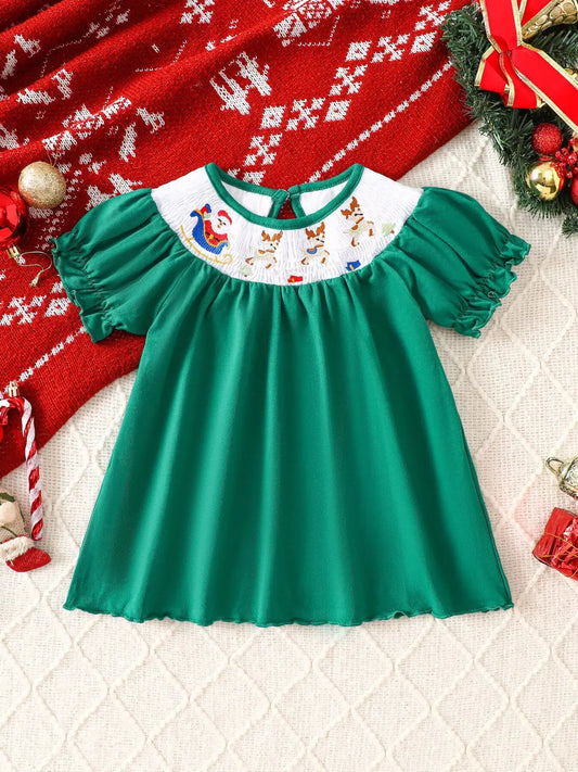 Children's Christmas Embroidered A-Line Dress Simply Love