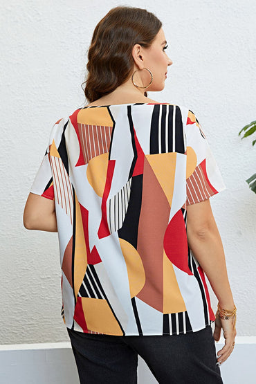 Plus Size Cutout Short Sleeve Blouse.