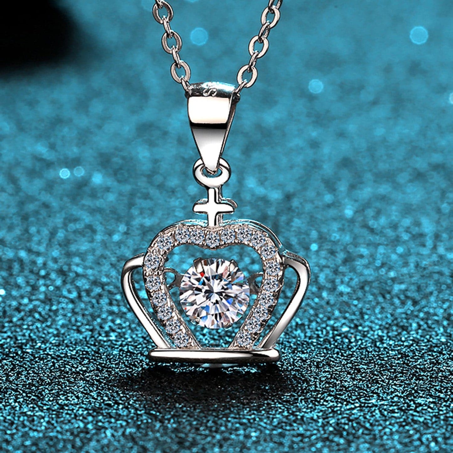 Moissanite Crown 925 Sterling Silver Necklace.