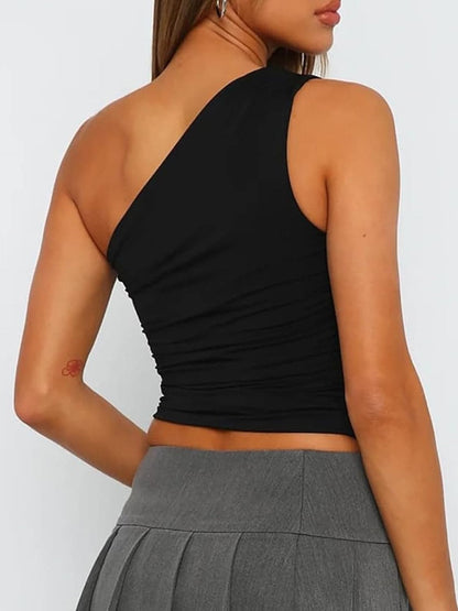 Ruched One Shoulder Tank.