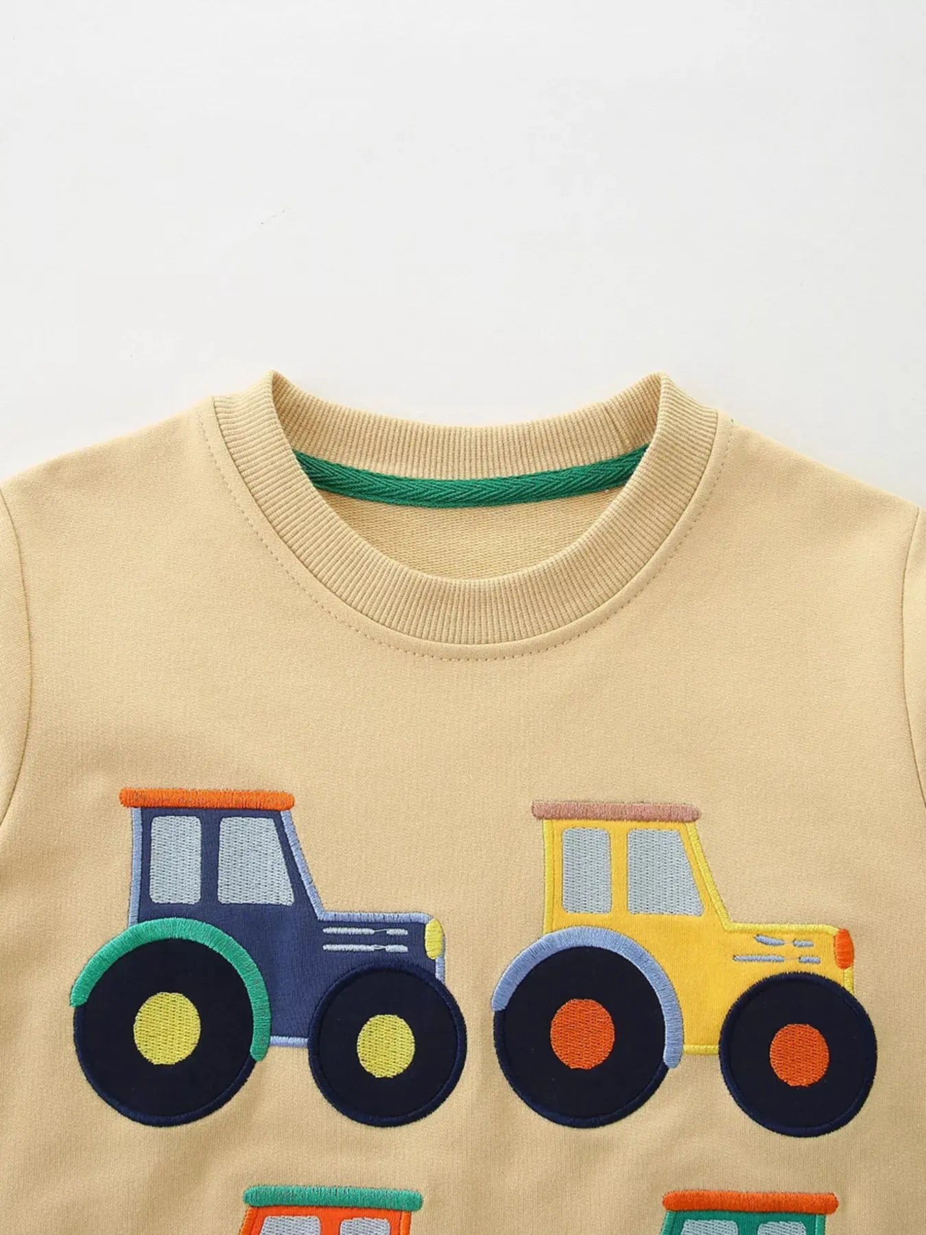 Kids Tractor Embroidered Crewneck Sweatshirt 100 Percent Cotton Simply Love