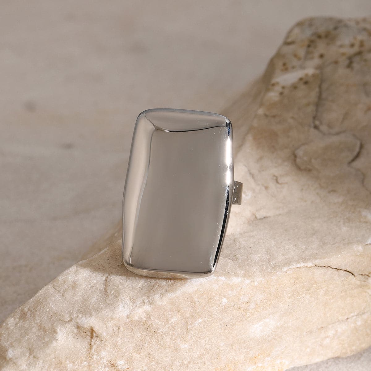 Stainless Steel Rectangle Adjustable Open Ring.