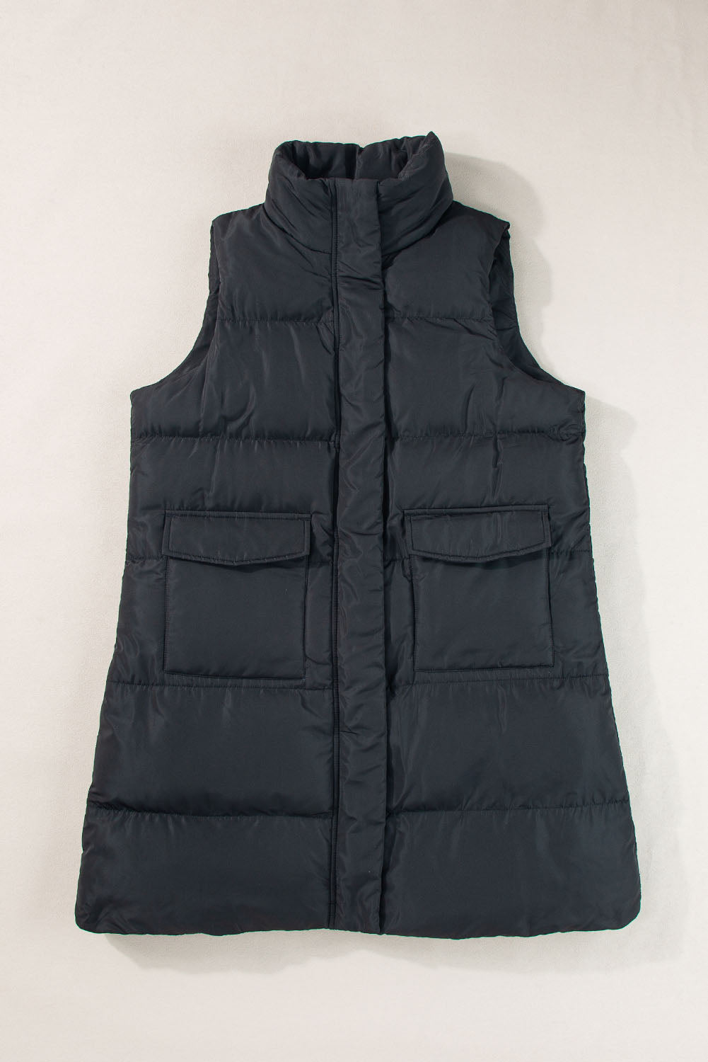 Black longline windproof vest