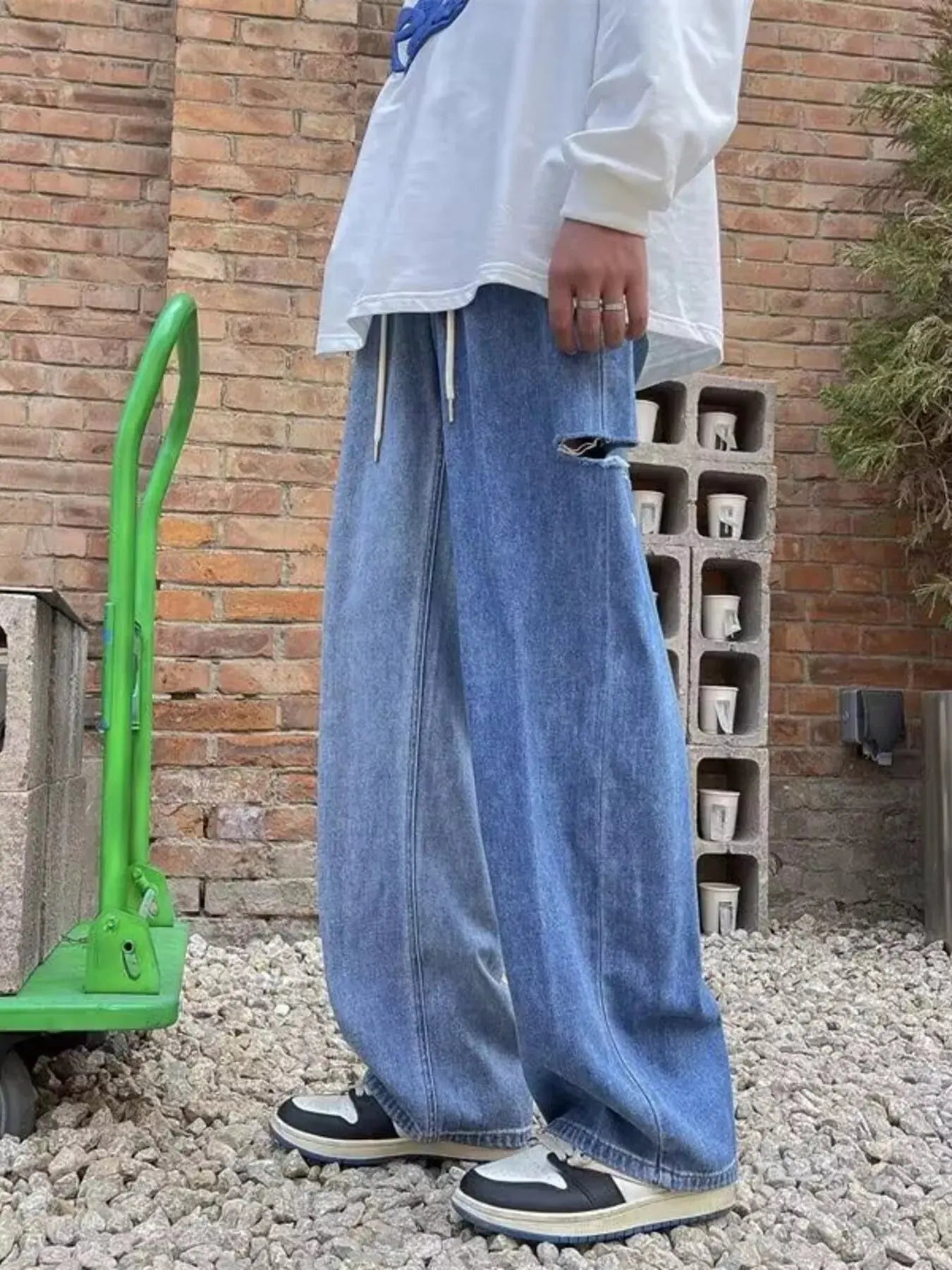 Men's Full Size Ripped Wide Leg Jeans Plus Size Simply Love