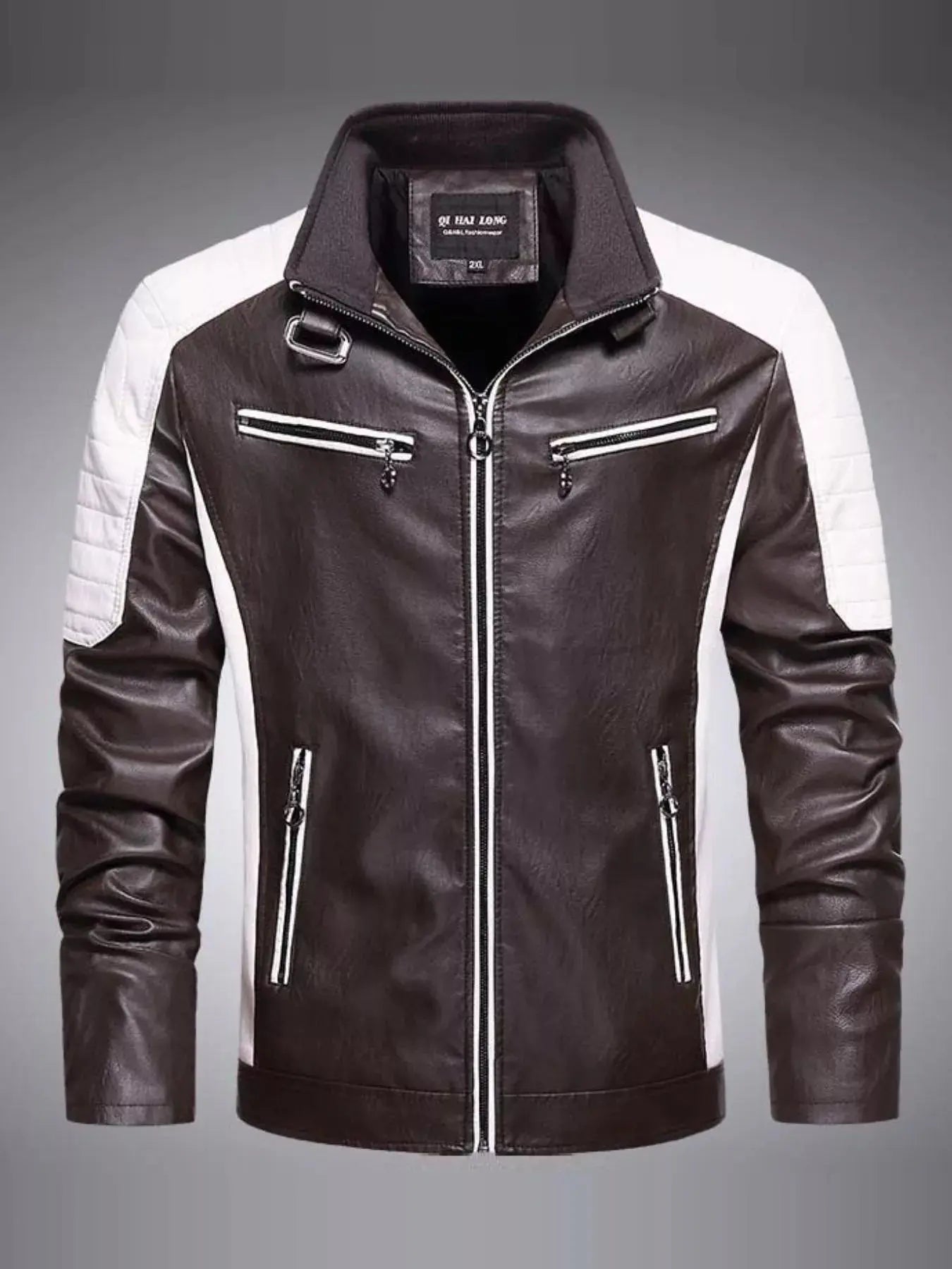 Men's Plus Size Slim Fit Zip Up Moto Faux Leather Jacket Simply Love