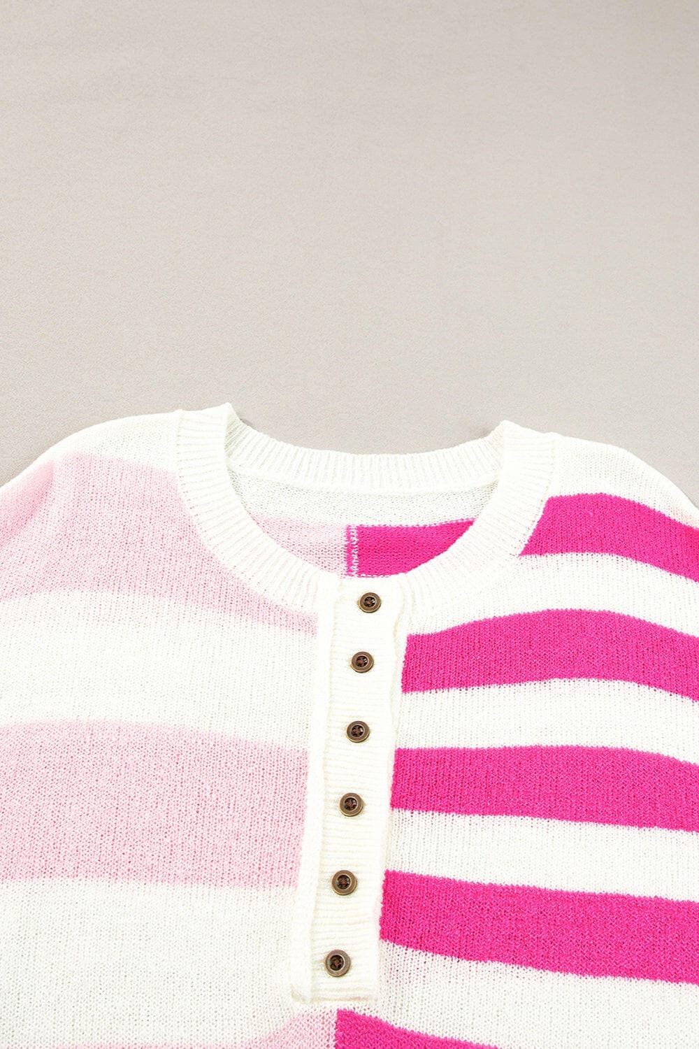 Striped Round Neck Half Sleeve Knit Top.