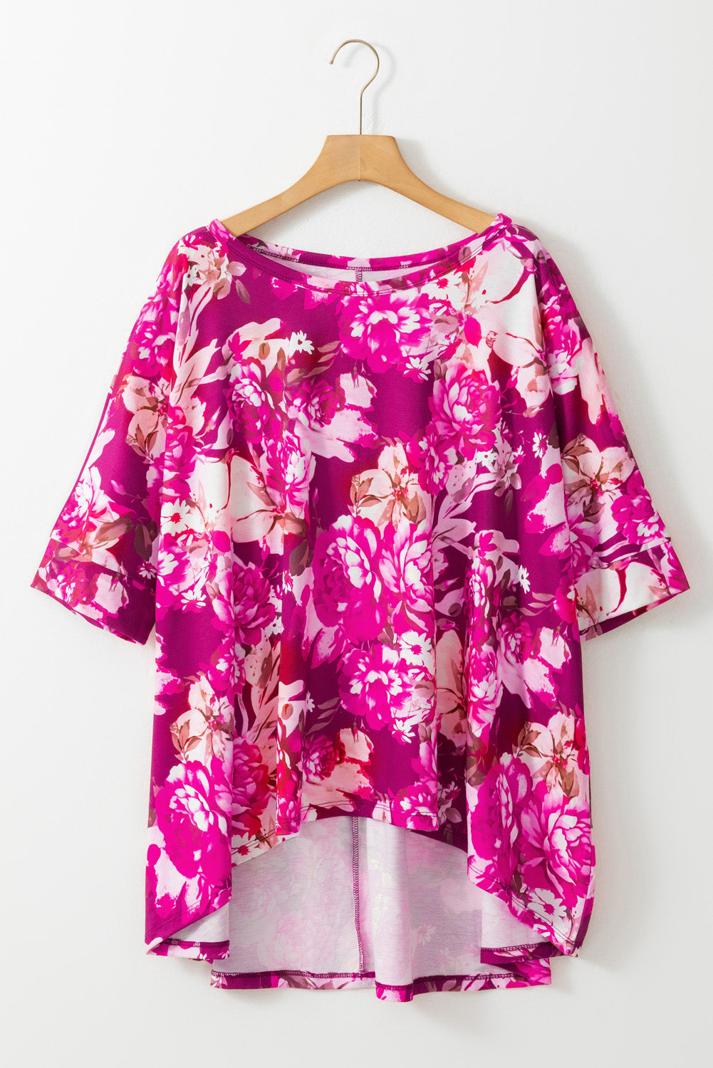 Vibrant red floral plus size blouse