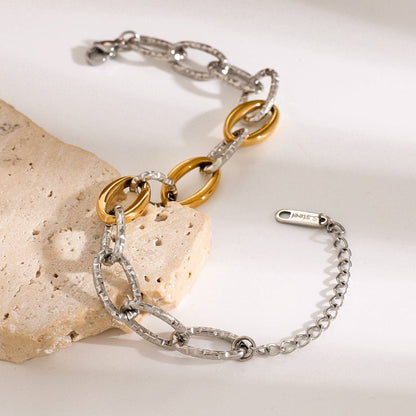 Elegant 18K gold-plated stainless steel bracelet with extension chain