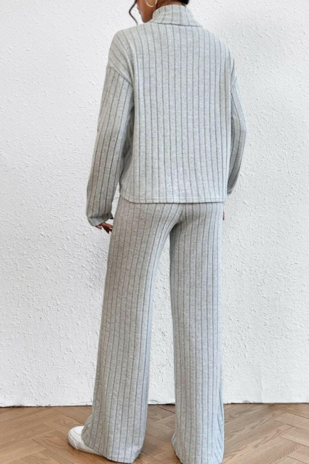 Chic mock neck top & pants set - Love Salve 