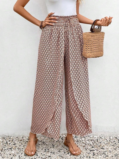 Tied Printed Wide Leg Pants.