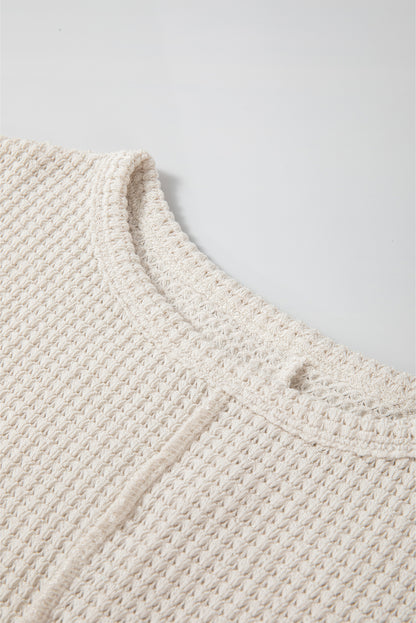 Apricot batwing sleeve oversized waffle knit top