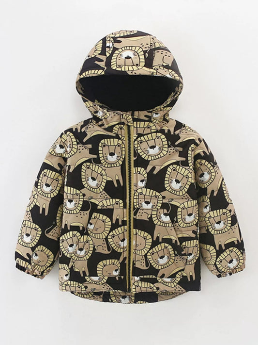 Children's Lion Print Hooded Warm Padded Jacket Simply Love