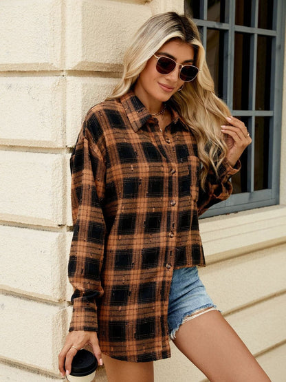 Plaid Button Up Long Sleeve Shirt.