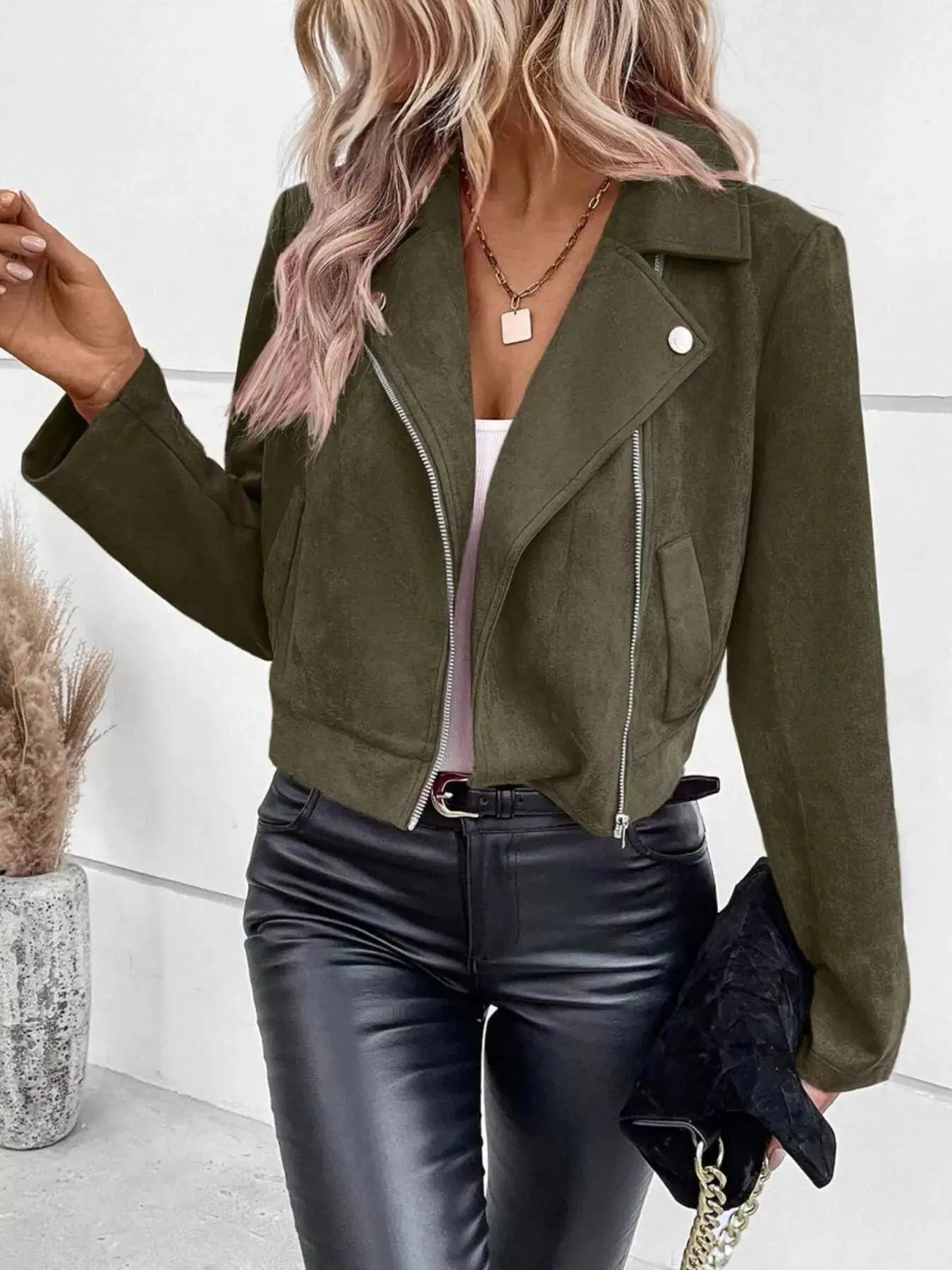 Zip Up Cropped Jacket Simply Love