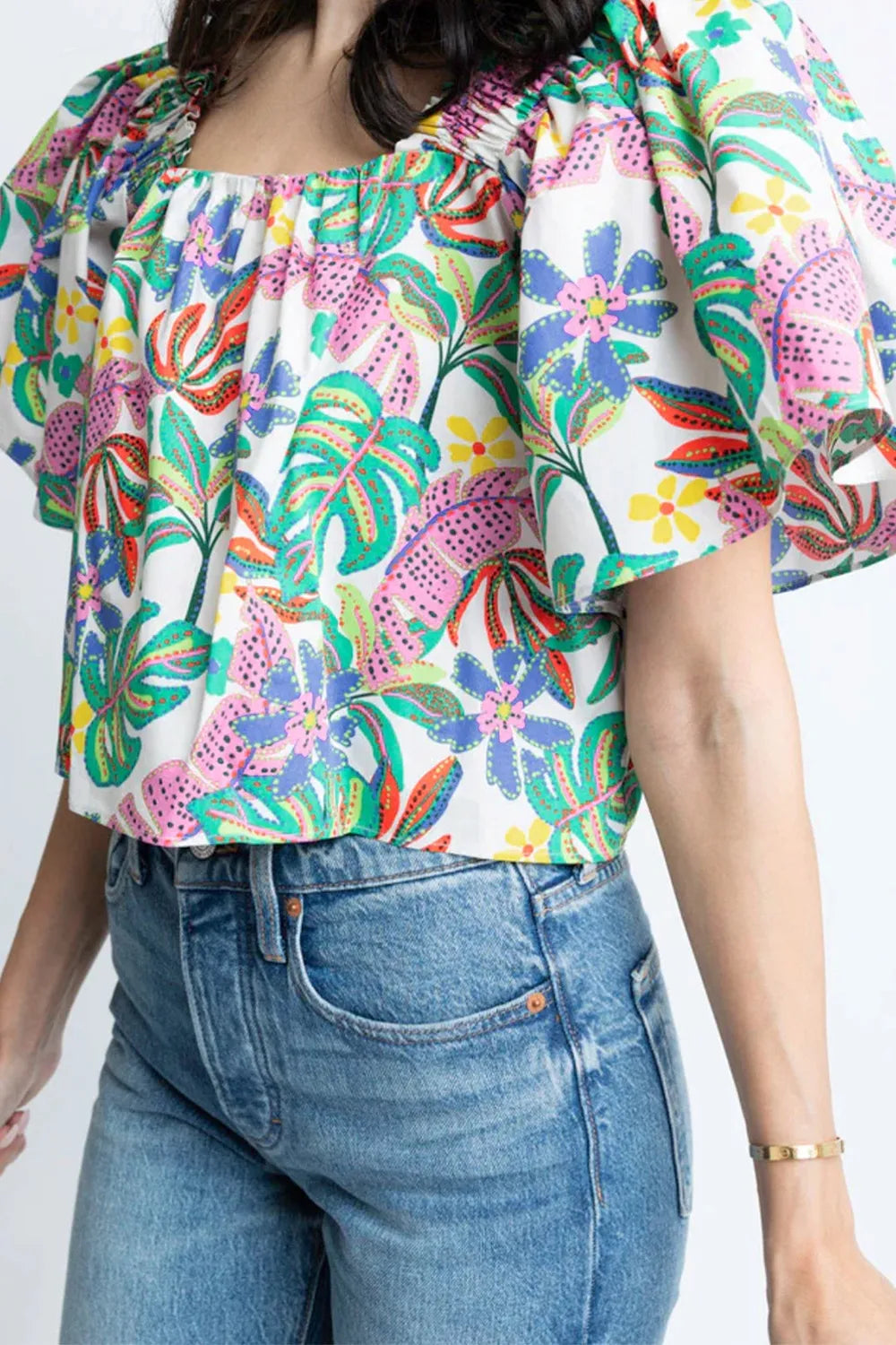Simply Love: Puff Sleeve Square Neck Blouse