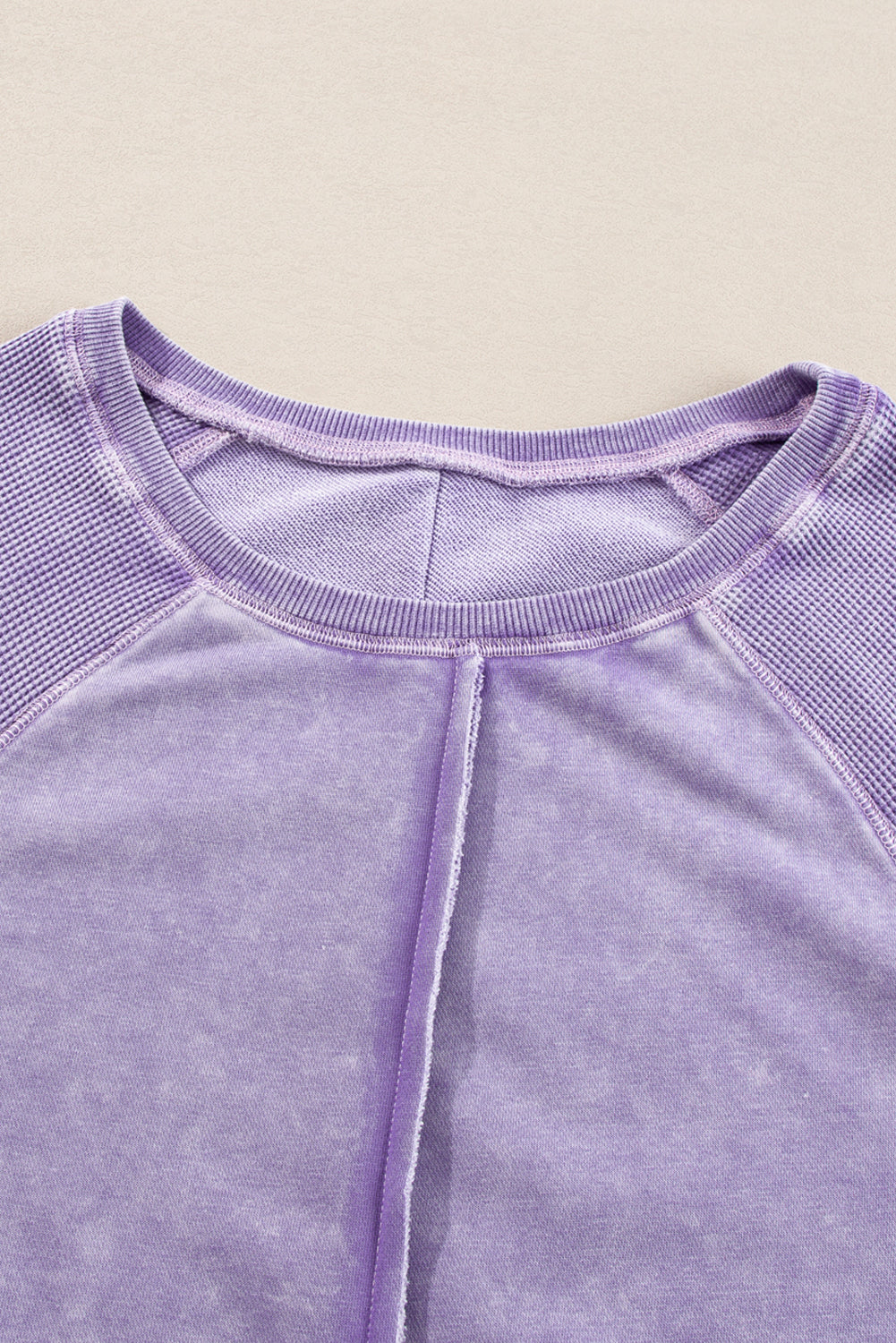 Orchid petal cozy patchwork raglan sweatshirt