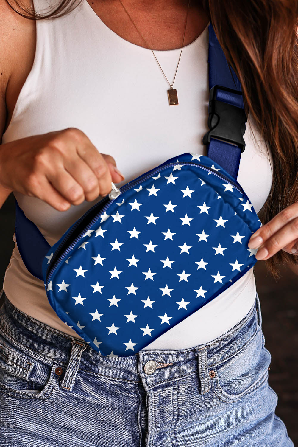 Patriotic star print crossbody bag for Independence Day celebrations