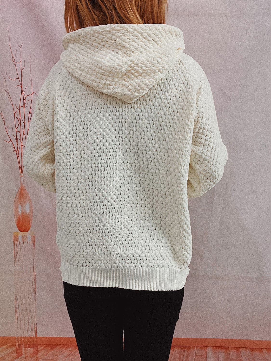 Drawstring Long Sleeve  Hooded Sweater.