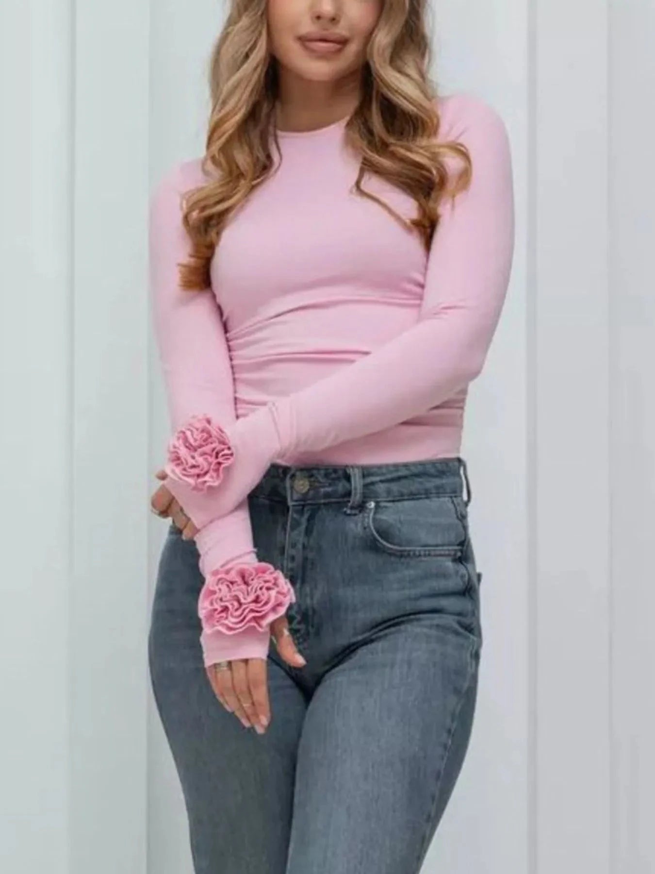 Flower Round Neck Long Sleeve T-Shirt Coco’s Tee Boutique